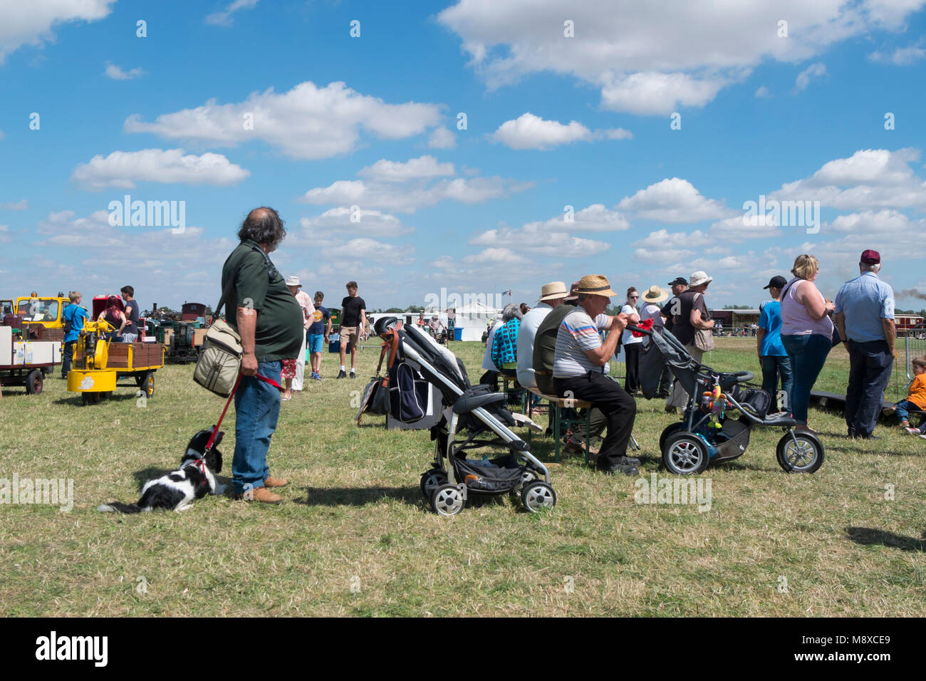 Leute, die die Anzeige von Zugmaschinen am Gloucestershire Vintage Land zeigen in Cirencester 2016 Stockfoto