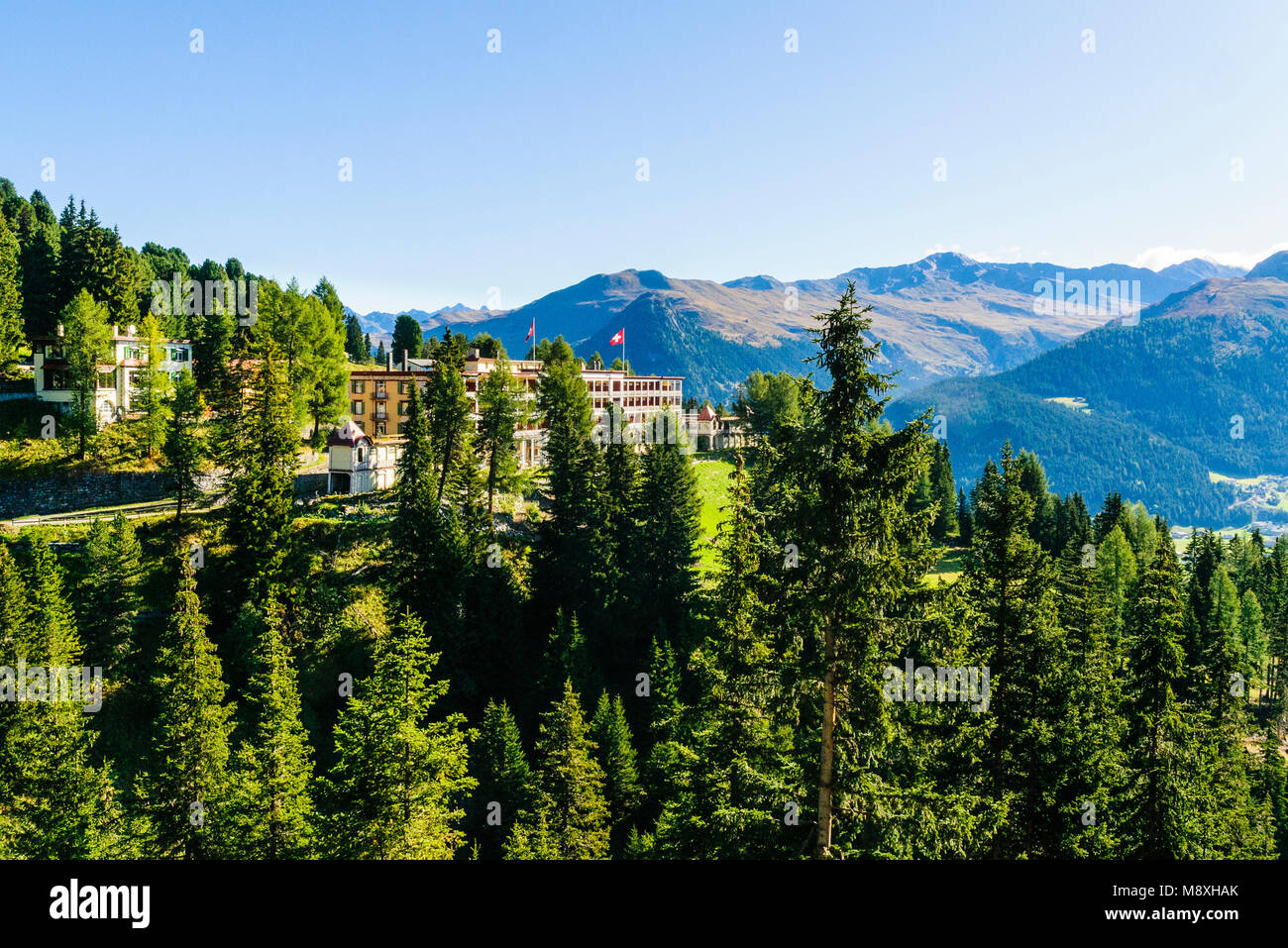 Berghotel Schatzalp oberhalb von Davos Graubünden Schweiz eine wahrscheinliche Inspiration für Thomas Manns Roman "Der Zauberberg" Stockfoto