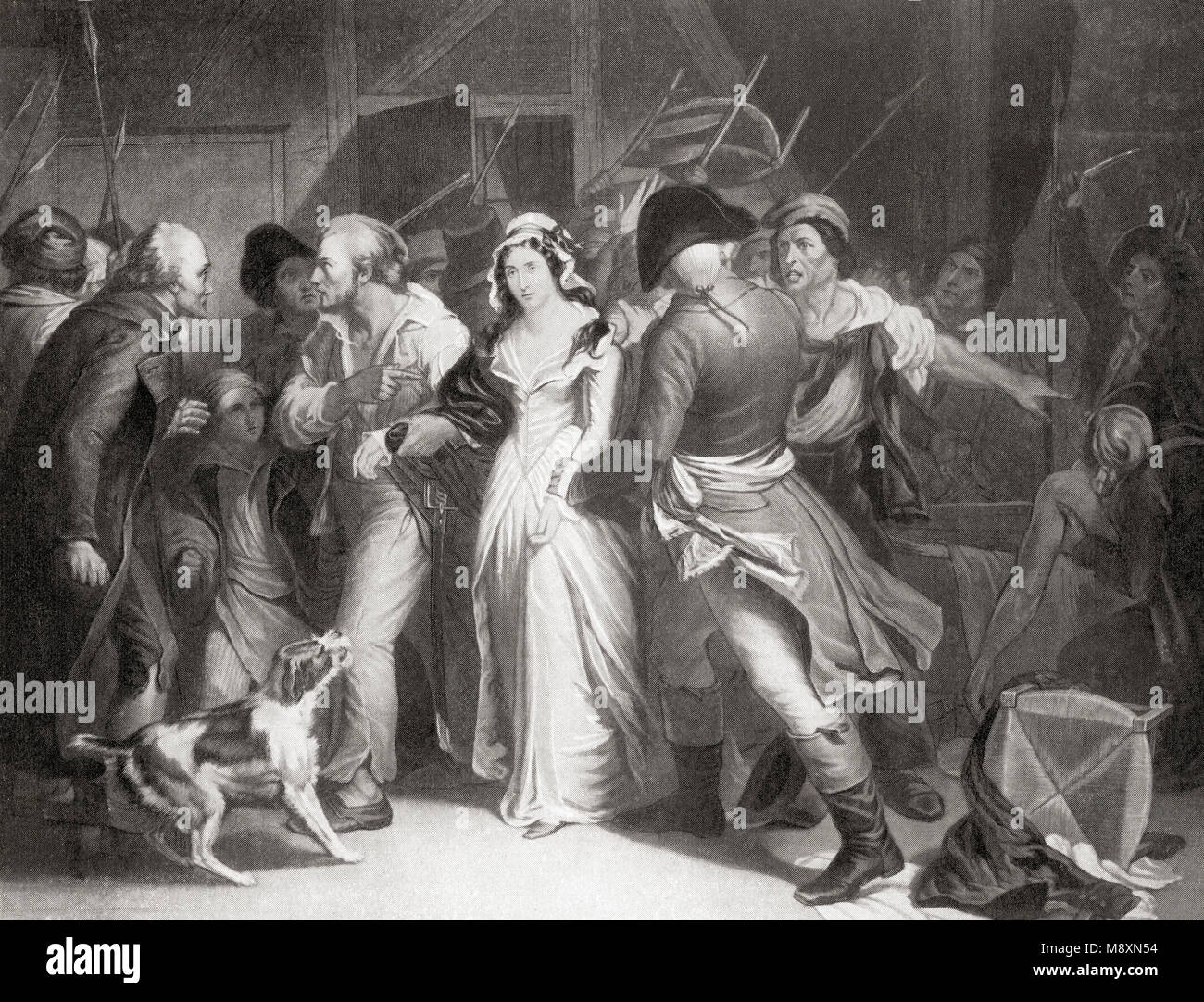 Marie Antoinette, die während der Französischen Revolution, 1793 zur Hinrichtung geführt. Marie-Antoinette - Josèphe-Jeanne d'Autriche-Lorraine, 1755 - 1793. Letzte Königin von Frankreich vor der Französischen Revolution, die Ehefrau von Louis XVI. Von Hutchinson's Geschichte der Nationen, veröffentlicht 1915 Stockfoto