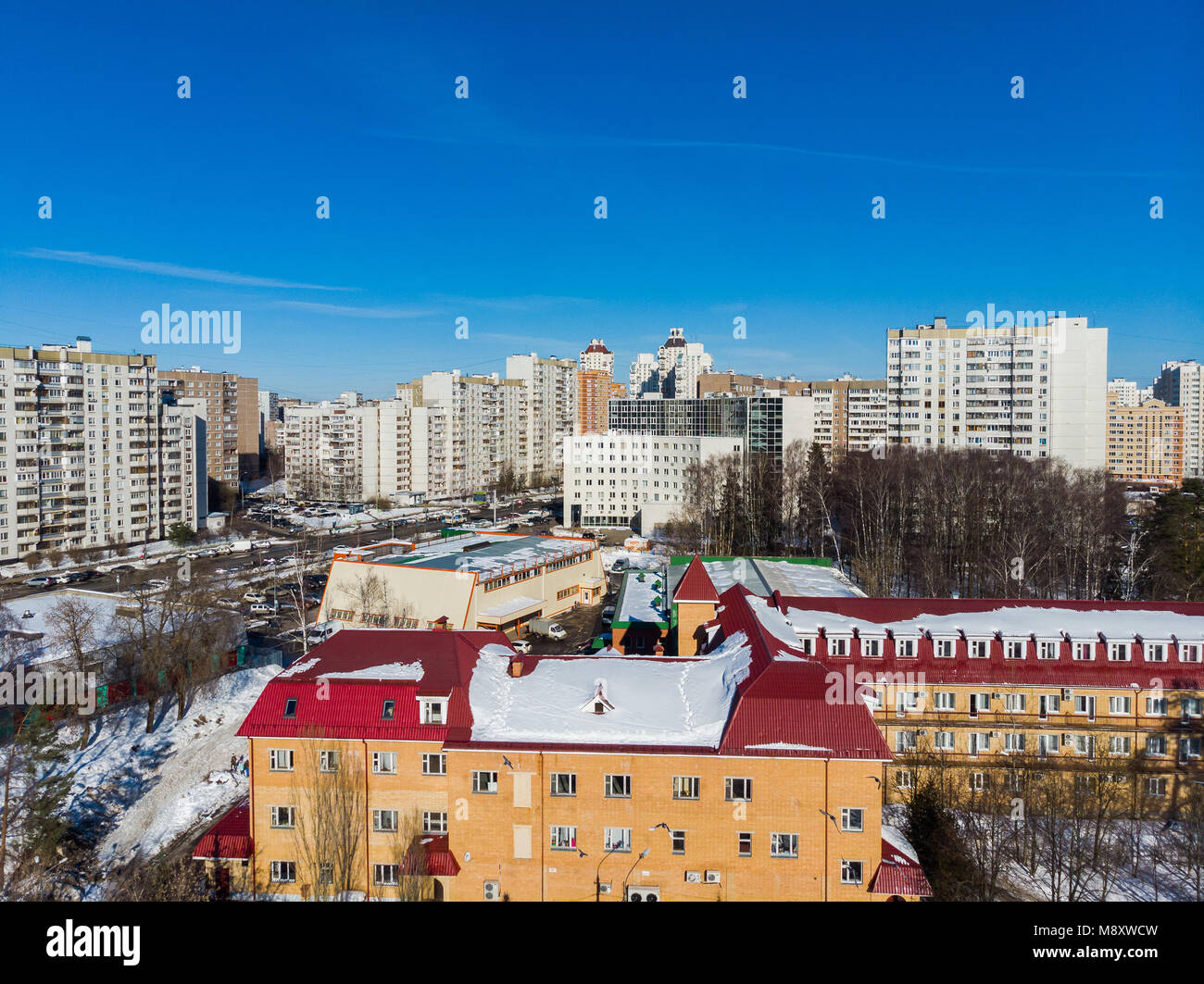 Stadtbild aus einer Höhe in Moskau, Russland Stockfoto
