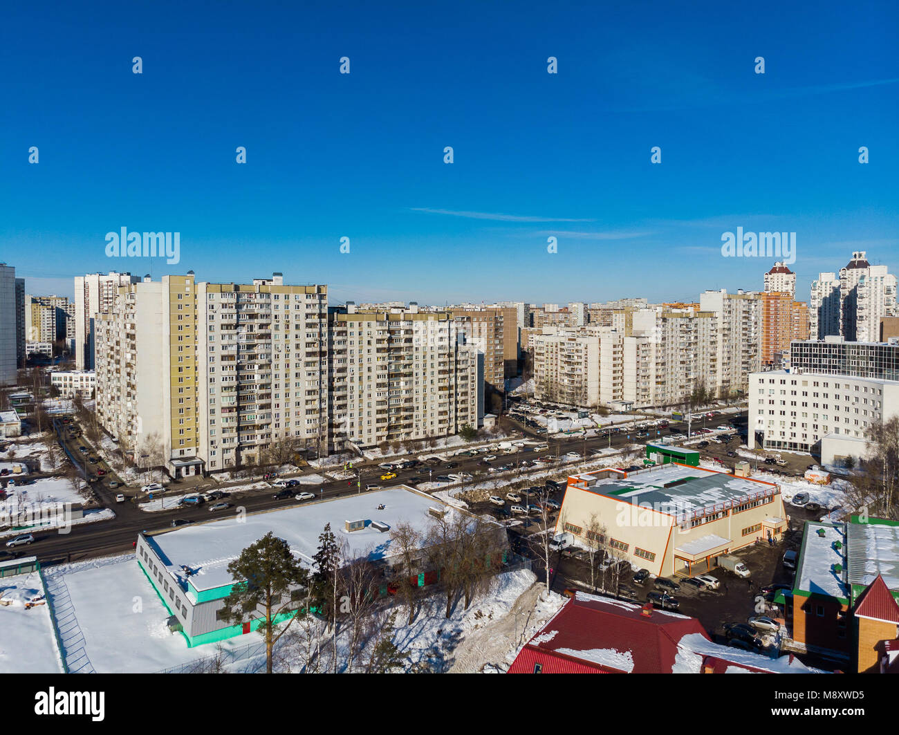 Stadtbild aus einer Höhe in Moskau, Russland Stockfoto