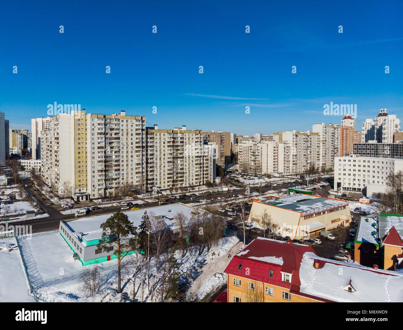 Stadtbild aus einer Höhe in Moskau, Russland Stockfoto