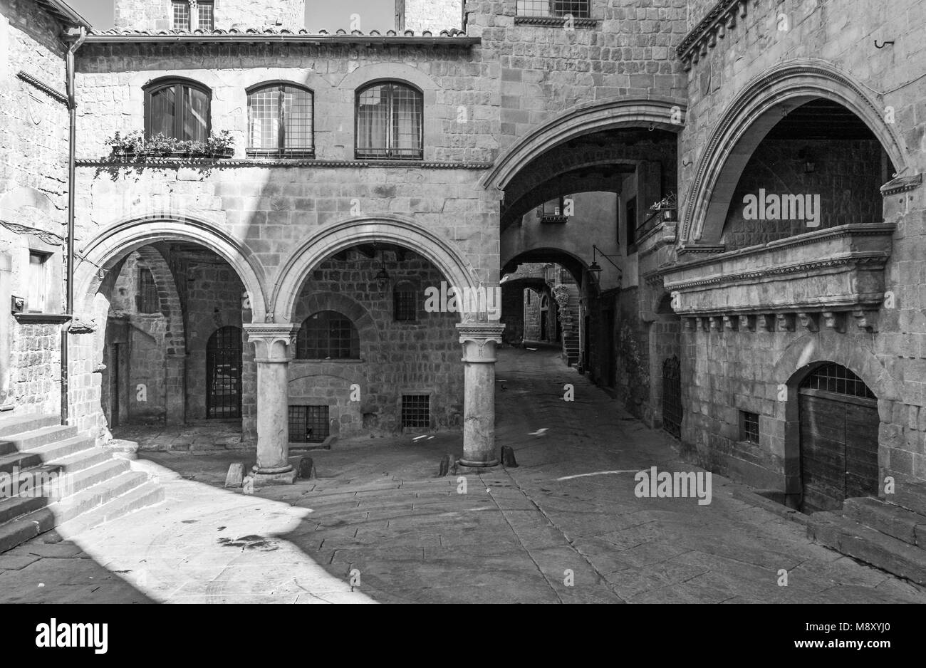 Viterbo, Italien - die mittelalterliche Stadt der Region Latium. Hier die Altstadt, eine der besterhaltenen mittelalterlichen Städte in Italien erhalten. Stockfoto