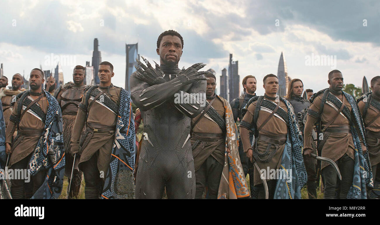 AVENGERS; INFINITY KRIEG 2018 Marvel Studios Film mit Chadwick Boseman Stockfoto