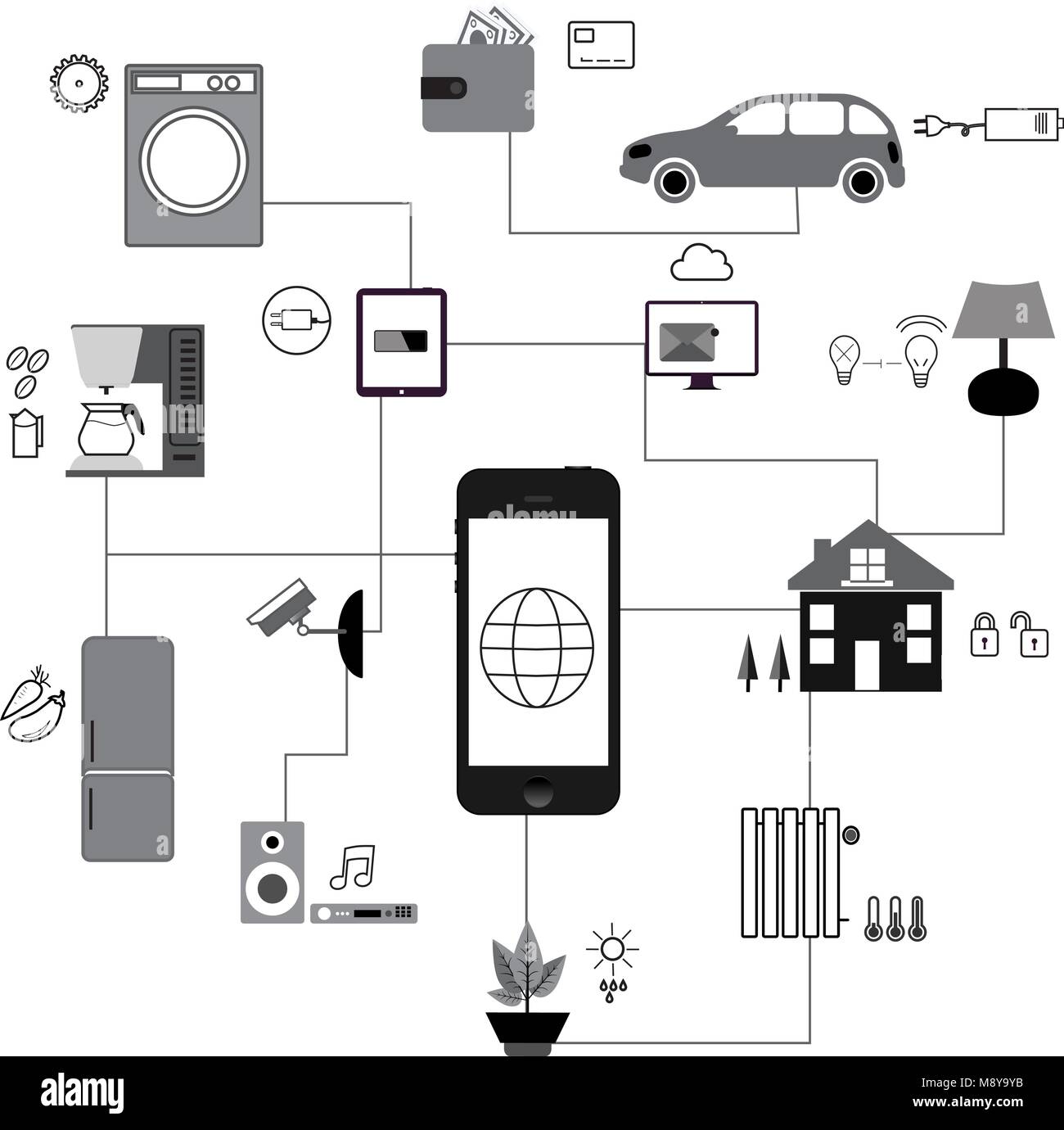 Internet der Dinge und Home Automation Konzept. Stock Vektor