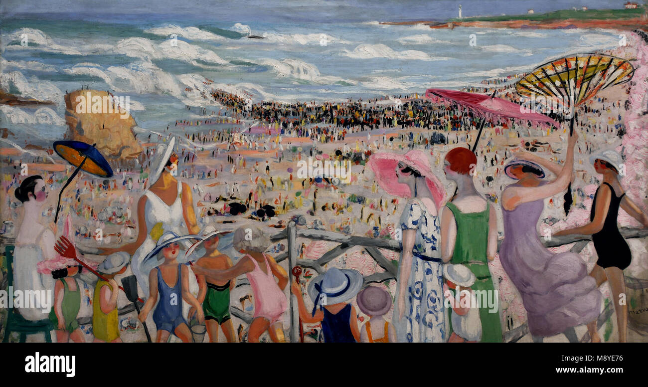 La Grande Plage à Biarritz - Der große Strand von Biarritz 1923 Jacqueline MARVAL (Marie-Josephine VALLET,) 1866-1932, Frankreich, Französisch, Stockfoto