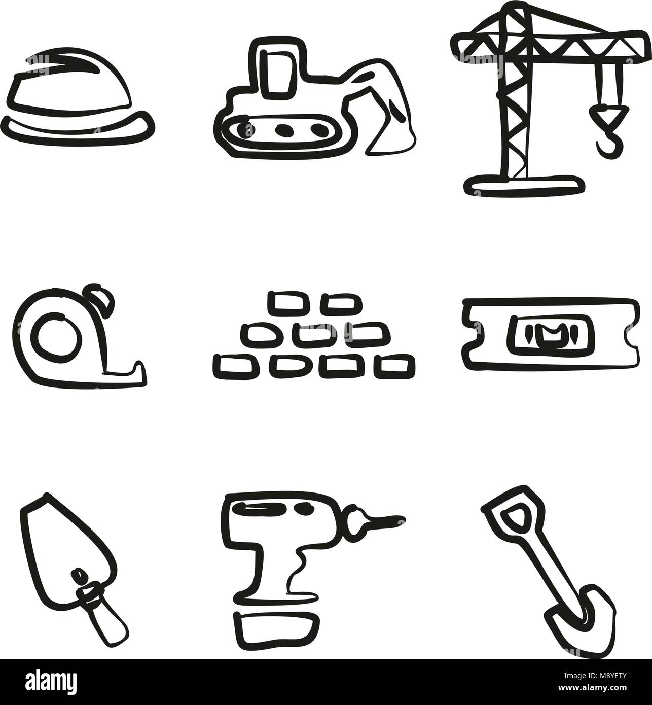Erbauer Website Symbole Freehand Stock Vektor