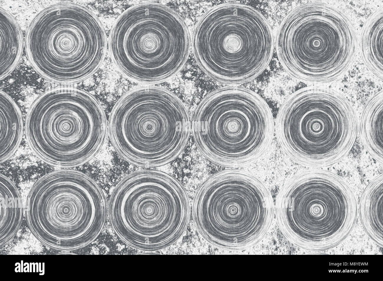 Parametrische Raster von Holz- Ringe erzeugen. Abstrakte monochrome Hintergrund. 2D-Darstellung. Stockfoto