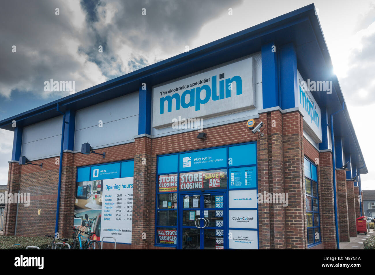 Maplin store Bedford GROSSBRITANNIEN Stockfoto