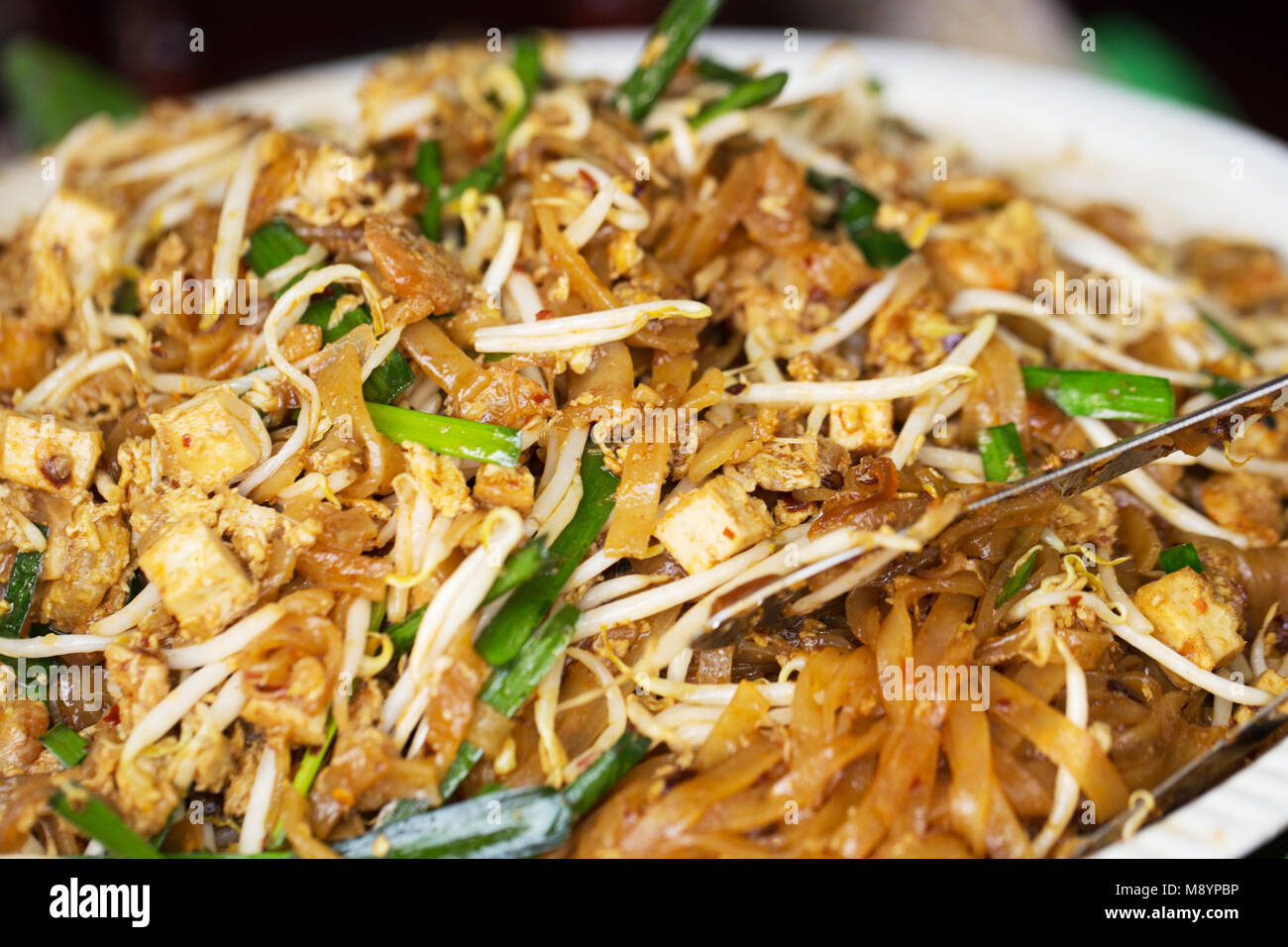 Pathai oder Padthai Populärste gebratene Nudeln lecker Thai Street Food. Stockfoto