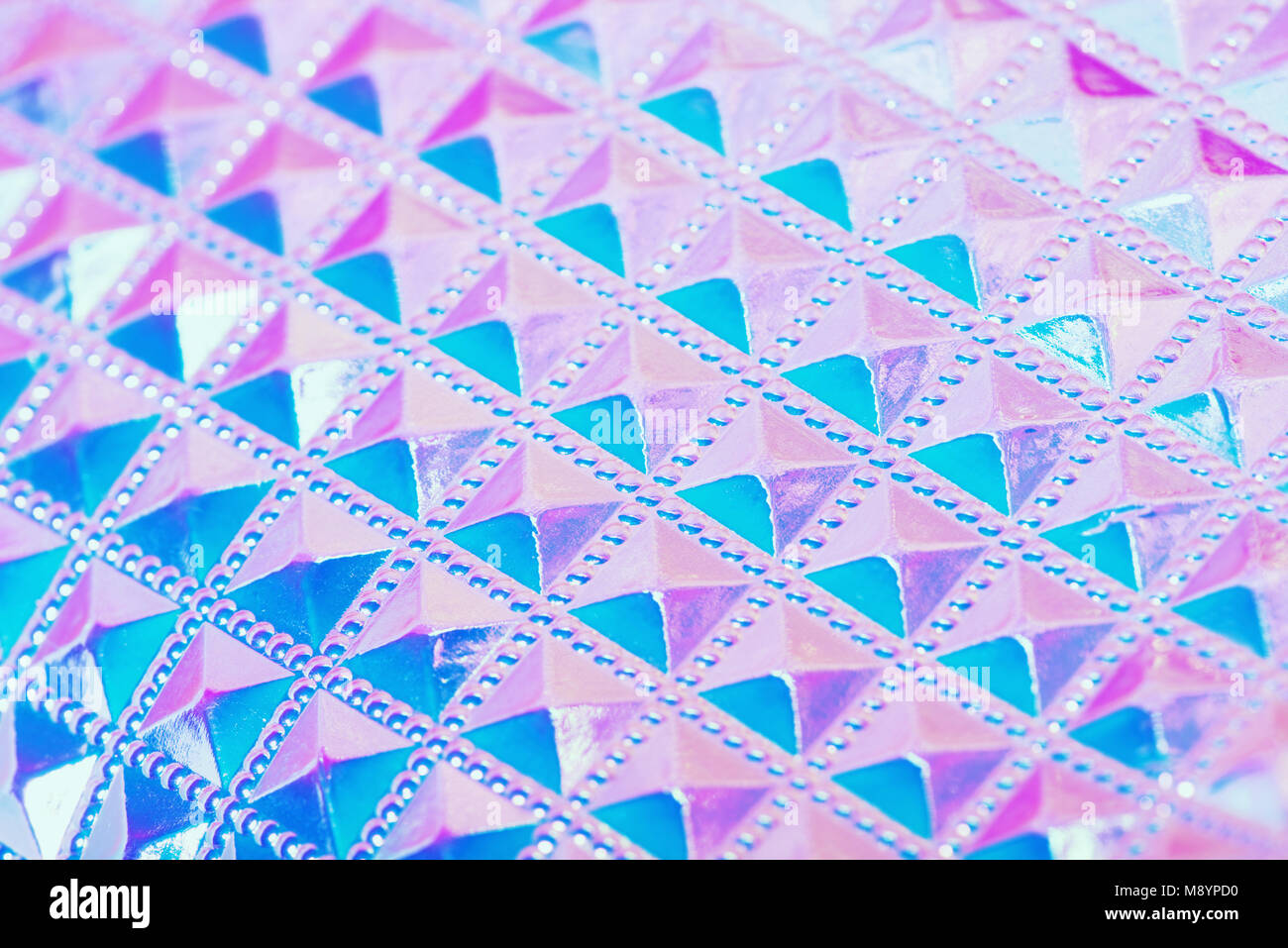 Holographische uv-kreative geometrischen Hintergrund. Holographische Hintergrund in Pastelltönen neon Color Design. Moderne Trends 80s 90s Hintergrund. Stockfoto