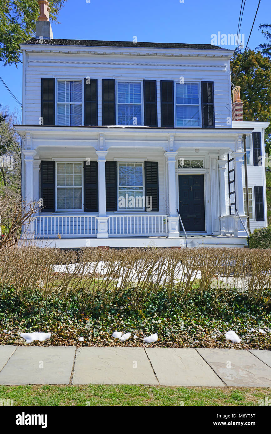 Blick auf die historische White House bei 112 Mercer Street, Princeton, New Jersey, der Heimat von Albert Einstein von 1935 bis zu seinem Tod im Jahr 1955 Stockfoto