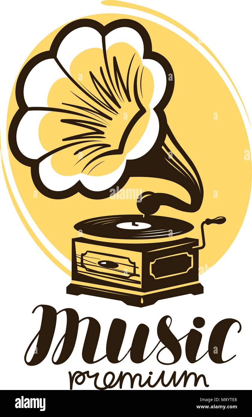 Musik Logo oder Label. Retro Schallplatten, Plattenspieler Symbol. Vector Illustration Stock Vektor