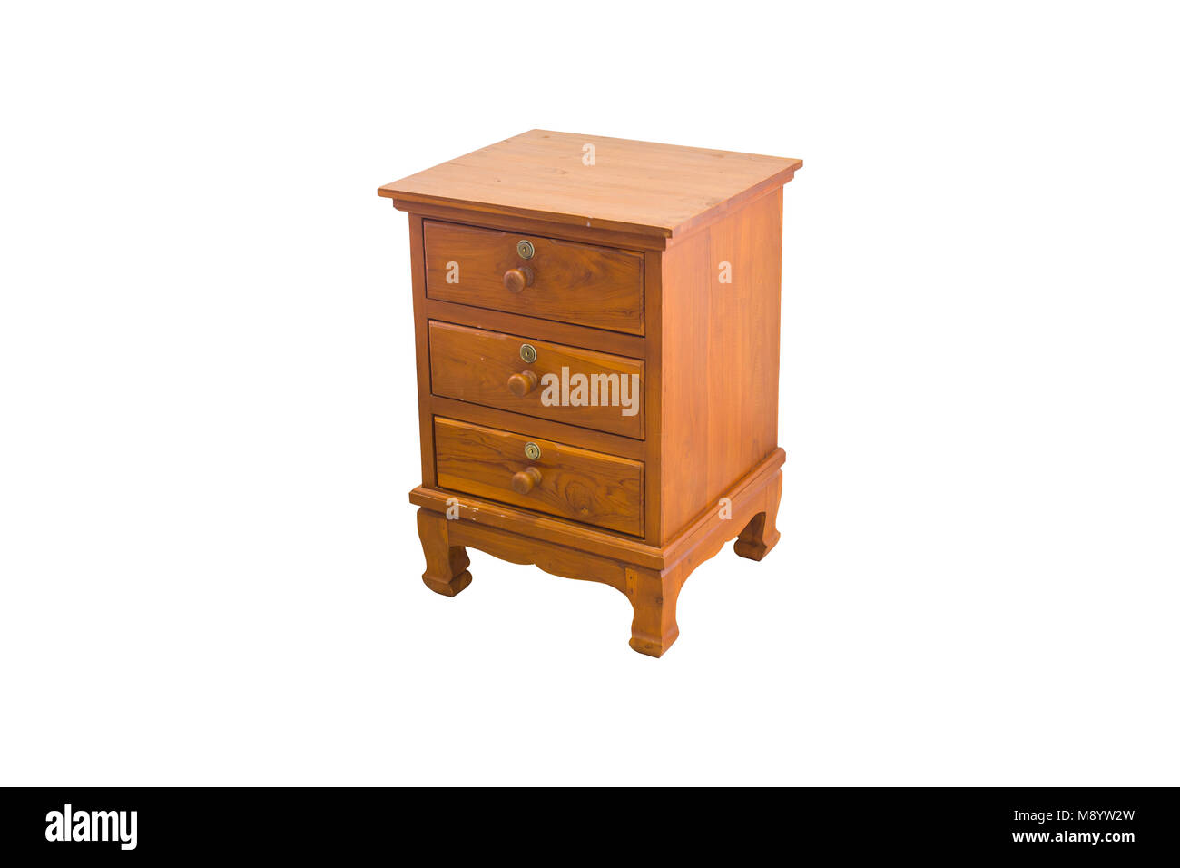 Die hölzernen Schublade Schreibtisch mit Freistellungspfad isoliert Stockfoto
