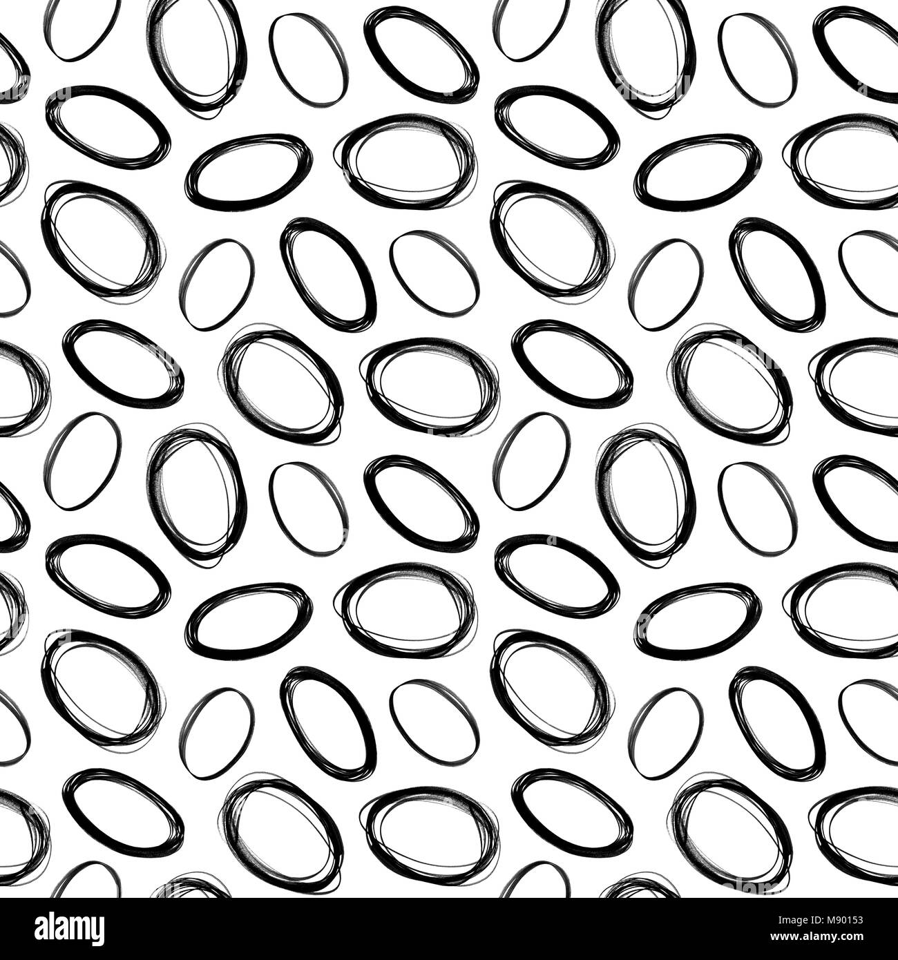 Nahtlose dekorative Muster mit Hand gezeichnet, ovale Formen. Einfache illustration Stockfoto