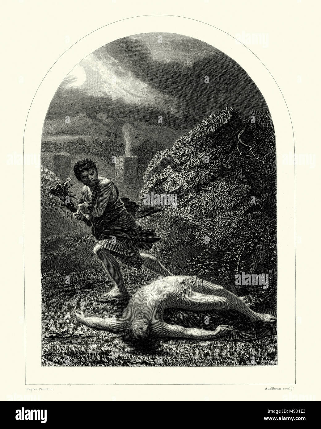 Das Alte Testament, Kain tötet Abel, seinen Bruder. Stockfoto Das Alte Testament, Kain tötet Abel, seinen Bruder. Stockfoto