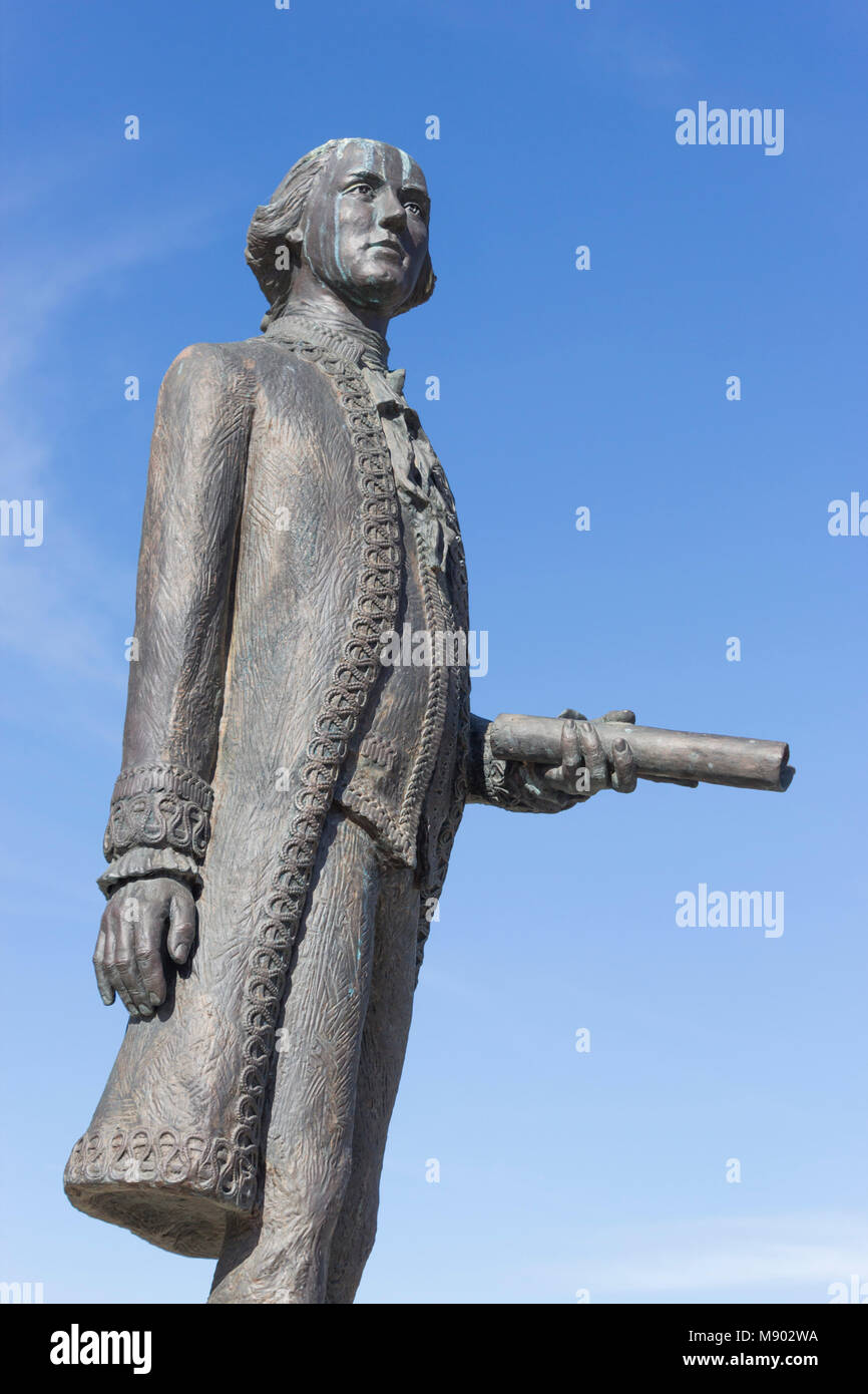 Macharaviaya, Málaga, Spanien. Statue von Vicente Bernardo de Gálvez y Madrid, Vicomte von Galveston und Graf von Gálvez, 1746 - 1786. Spanischen Militär Stockfoto