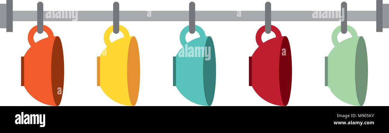 Hängende Kaffeetassen mehrfarbige Dekoration Stock Vektor