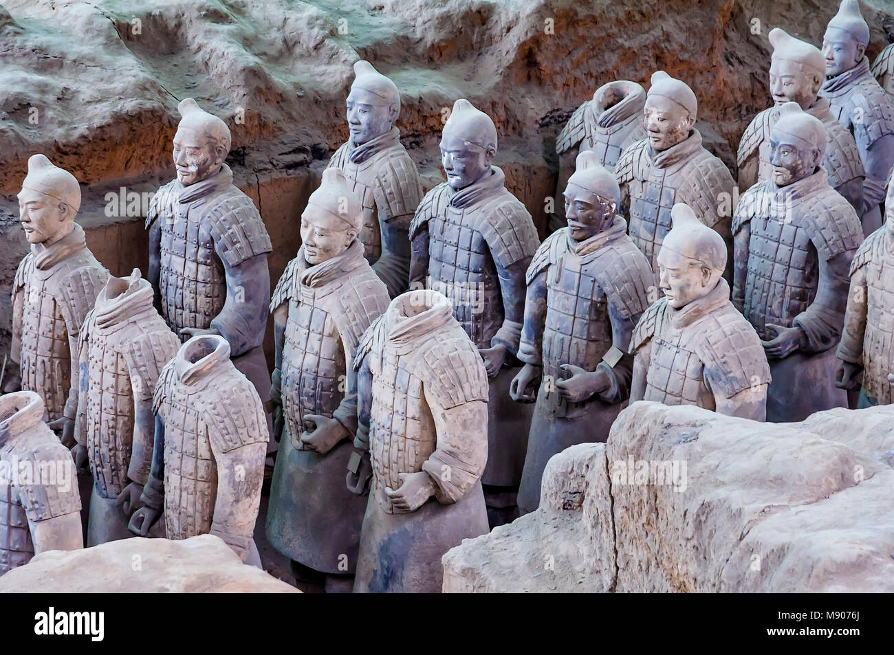 Xian, China - 18. August 2011: Die Terrakotta Armee oder die 'Terracotta Krieger und Pferde in der Box neben dem Grab des Qin Shi Huang's begraben Stockfoto