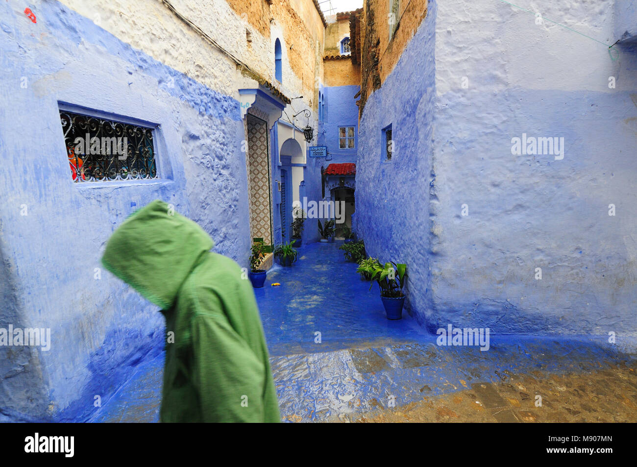 Das bläuliche Fes Medina. Marokko Stockfoto