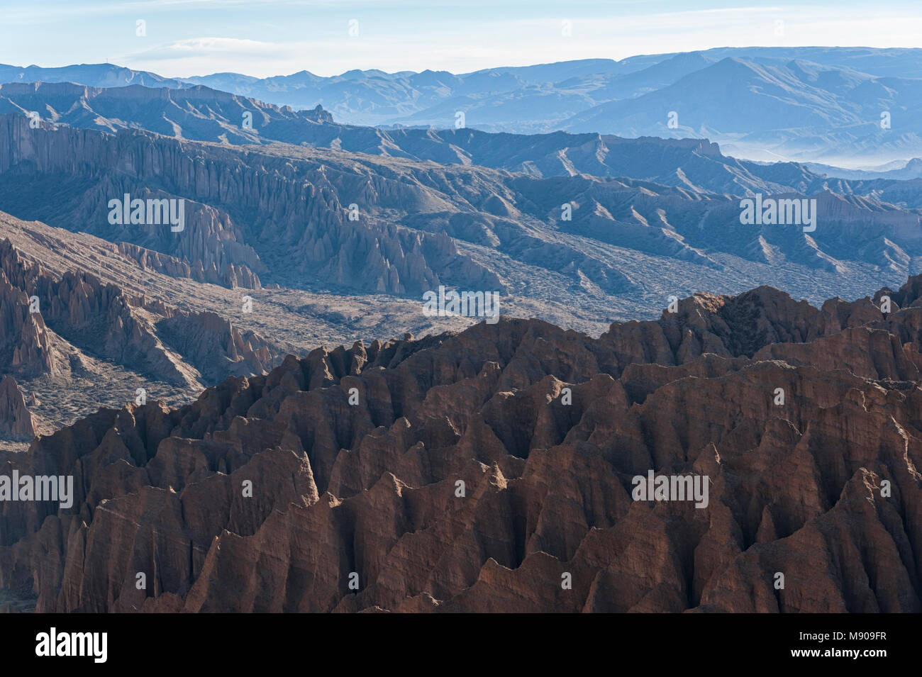El Sillar Pass in der Nähe von Tupiza, Landschaft rund um die Quebrada de Palala Tal mit Erodierten spiky Felsformationen - Bolivien, Südamerika Stockfoto