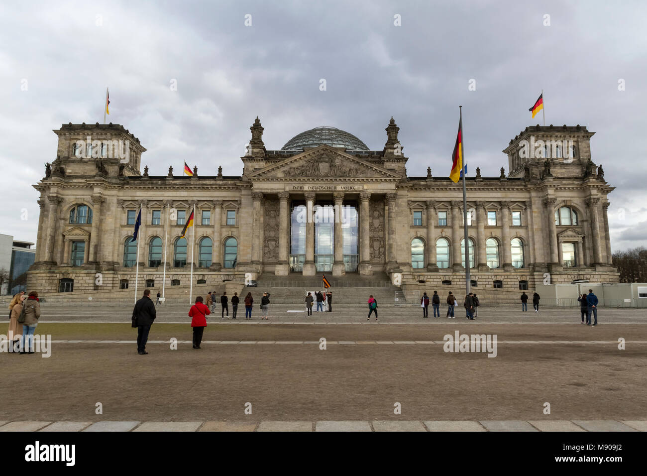 Reichstag, Berlin, Deutschland. 13. März 2018. Allgemeine Ansicht des Reichstagsgebäudes, Platz der Republik, Berlin, Deutschland, Europa. Stockfoto