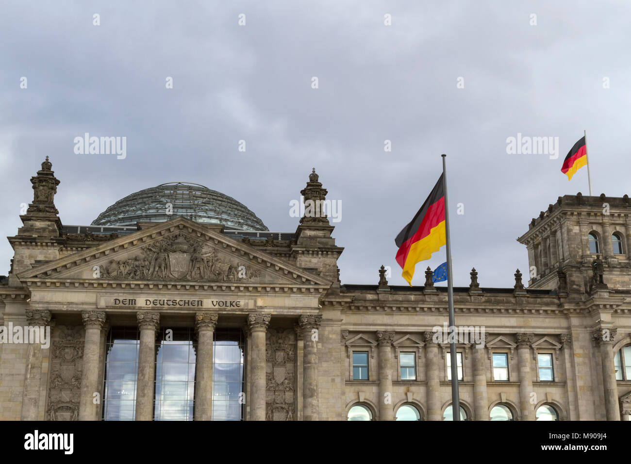 Reichstag, Berlin, Deutschland. 13. März 2018. Allgemeine Ansicht des Reichstagsgebäudes, Platz der Republik, Berlin, Deutschland, Europa. Stockfoto
