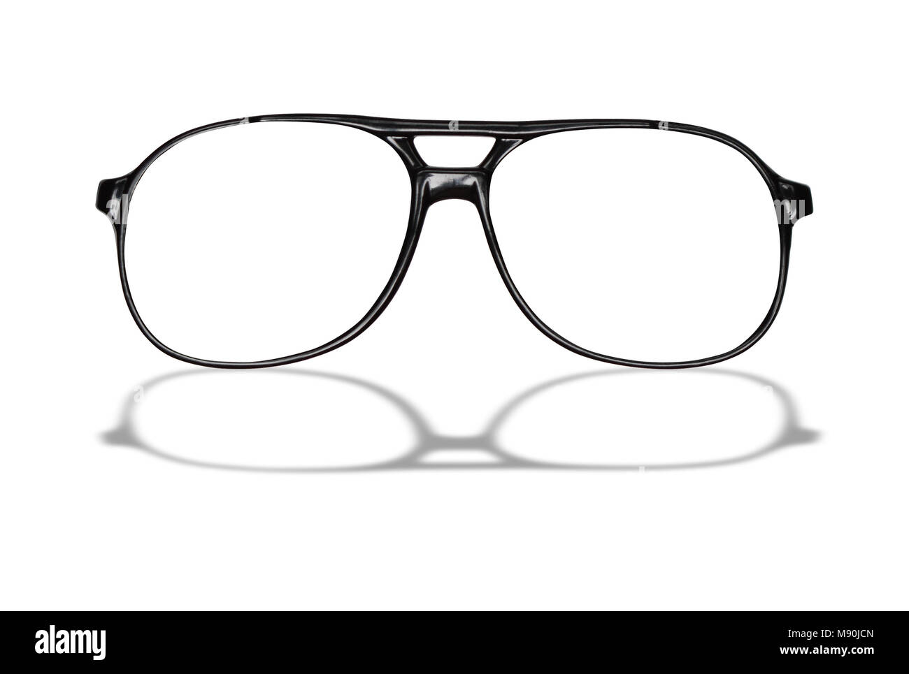 Schwarze Brillen isoliert auf weißem Hintergrund mit Freistellungspfad Stockfoto
