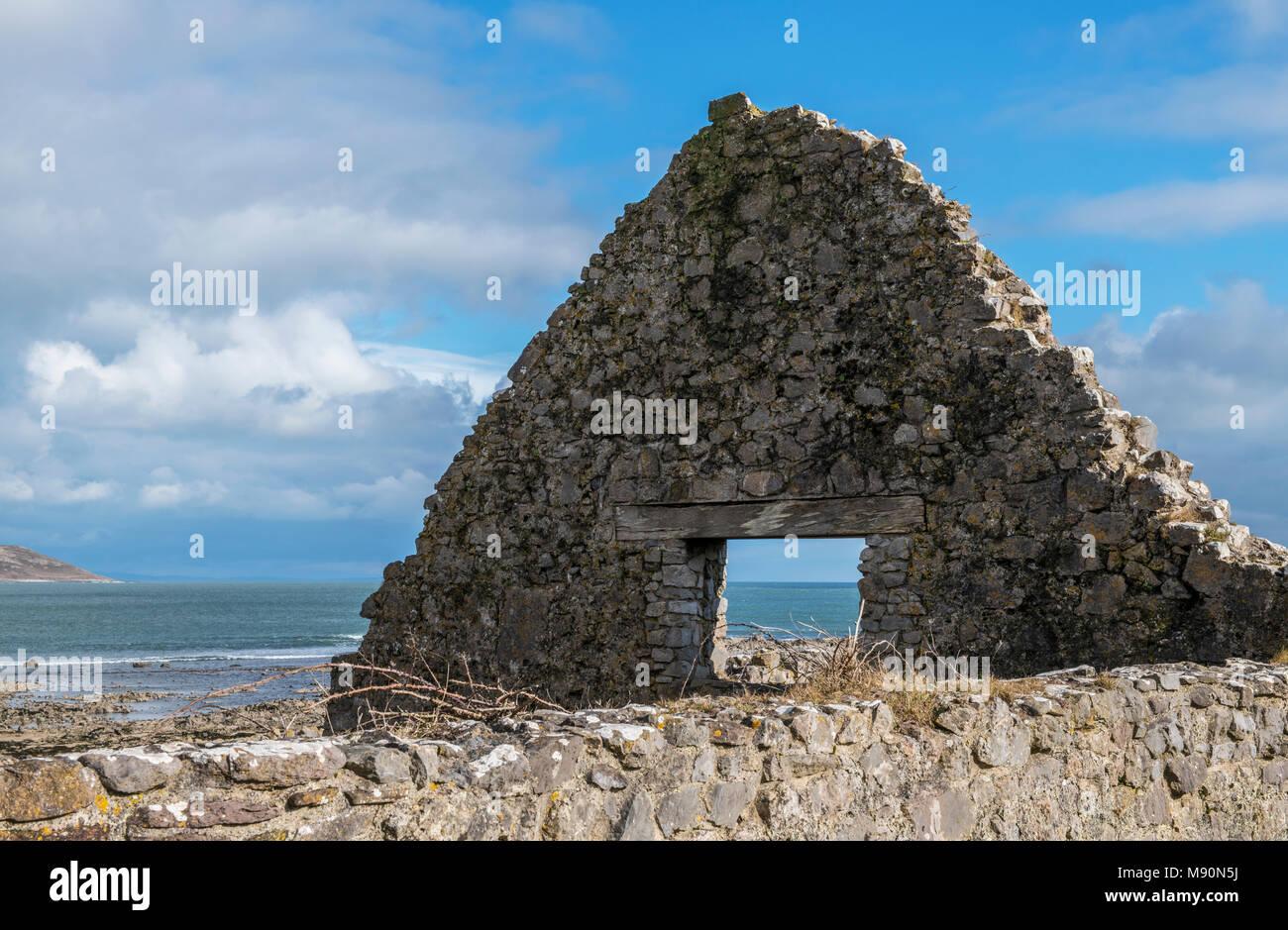 Die Ruinen der Salz Häuser in Port Eynon Gower Peninsula South Wales Stockfoto