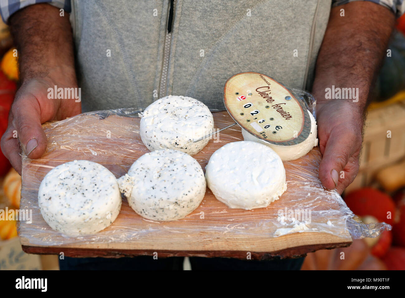 Bauernhof handgemachte Ziegenkäse. Stockfoto