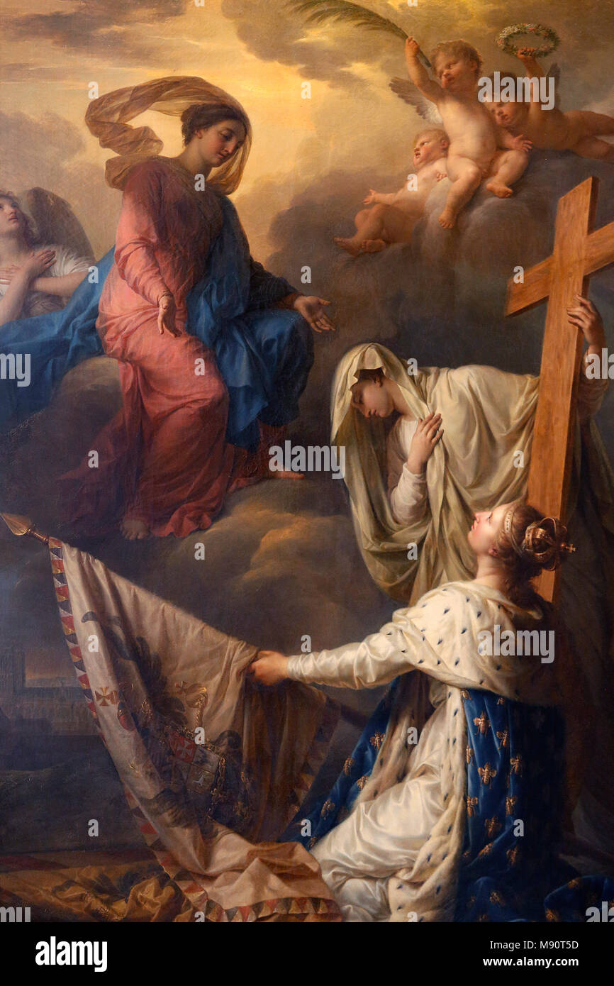 Notre-Dame du Val-de-Grace katholische Kirche, Paris, Frankreich. Malerei: "La France appuyŽe sur la Religion consacre ˆ Notre-Dame-des-Gloires de Drapeau Stockfoto
