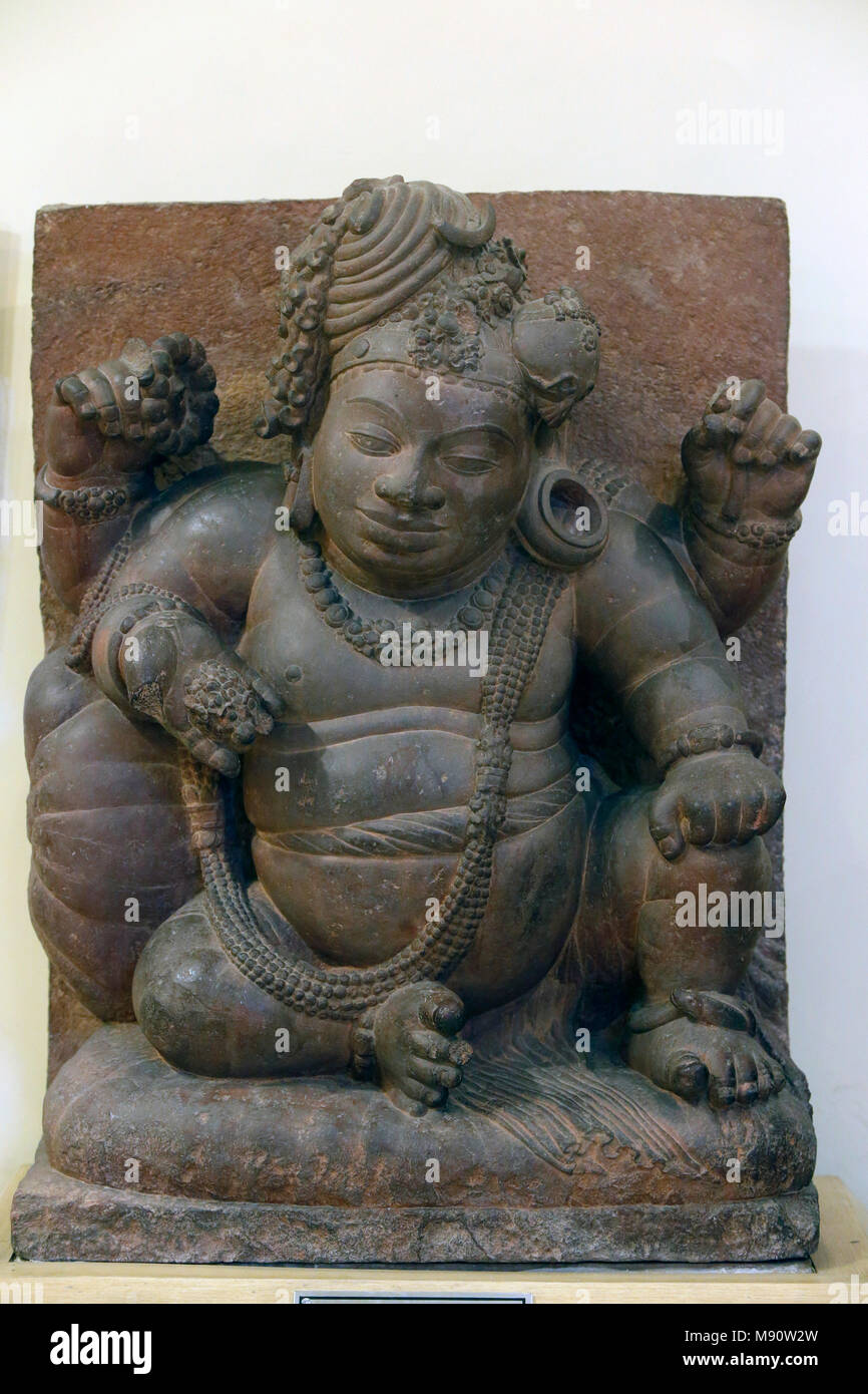 National Museum von Indien, Delhi. Shiva Vamana (Shiva in Form von einem Zwerg). Vakataka, 5. Jahrhundert n. Chr. Mansar, Maharastra. Stein. Indien. Stockfoto