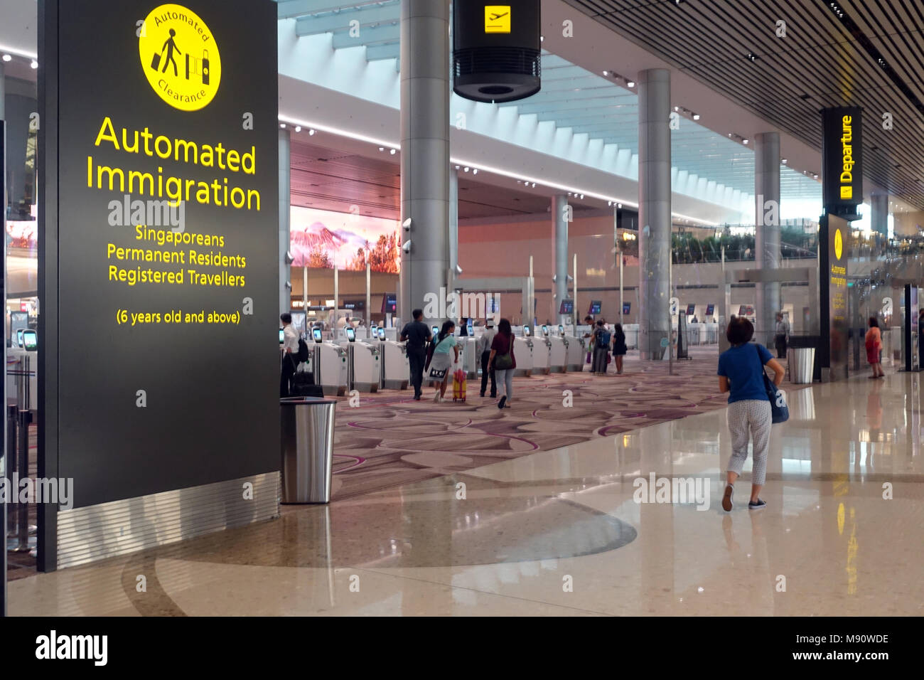 Changi Airport. Automatisierte Einwanderung. Singapur. Stockfoto