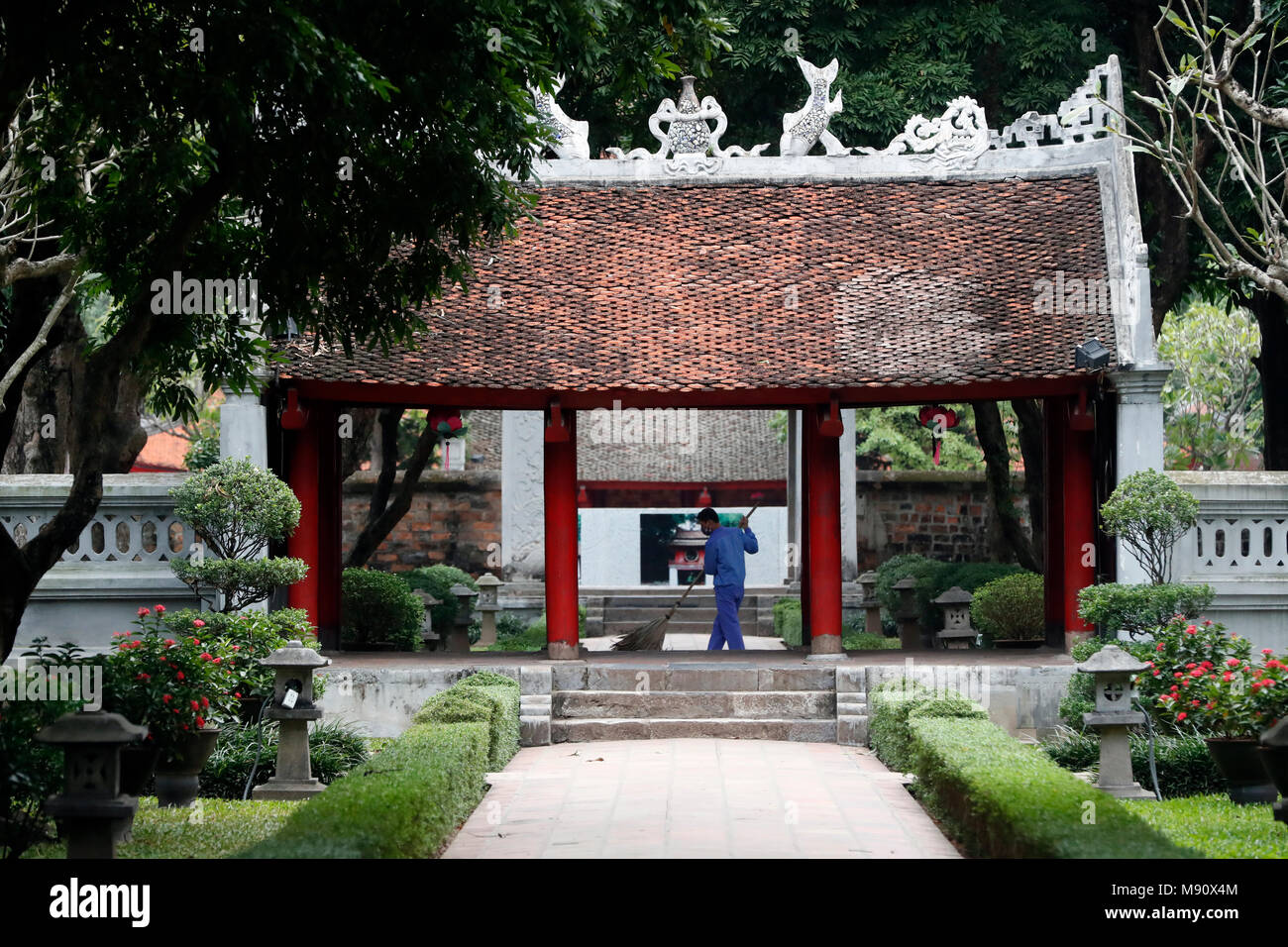 Der Tempel der Literatur ist konfuzianische Tempel, war früher ein Zentrum des Lernens in Hanoi. Hanoi. Vietnam. Stockfoto