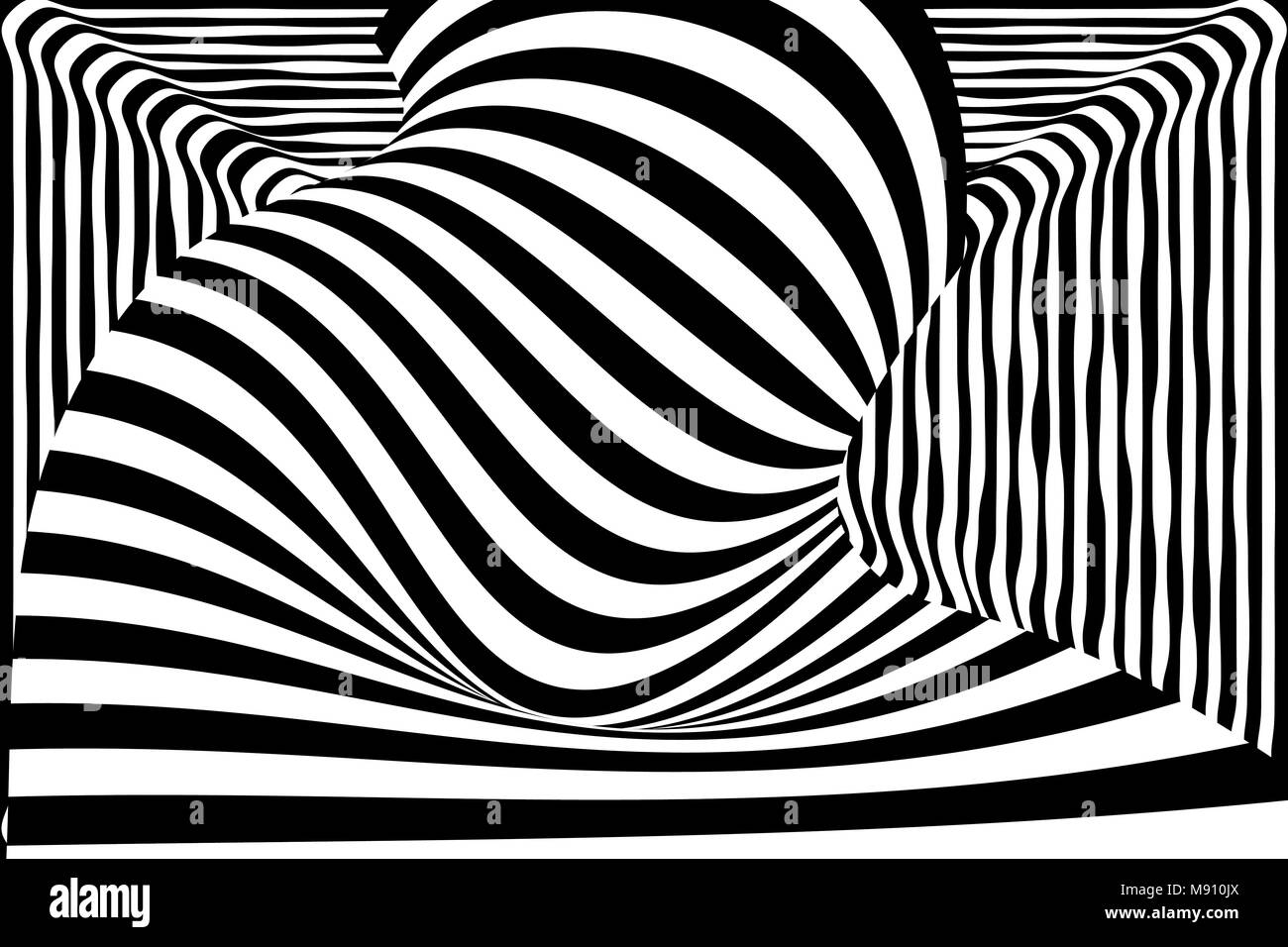 Schwarz Weiss 3d Linie Verzerrung Illusion Stock Vektorgrafik Alamy