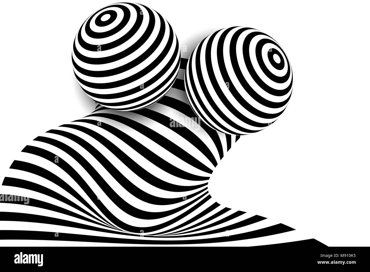 Schwarz Weiss 3d Linie Verzerrung Illusion Stock Vektorgrafik Alamy
