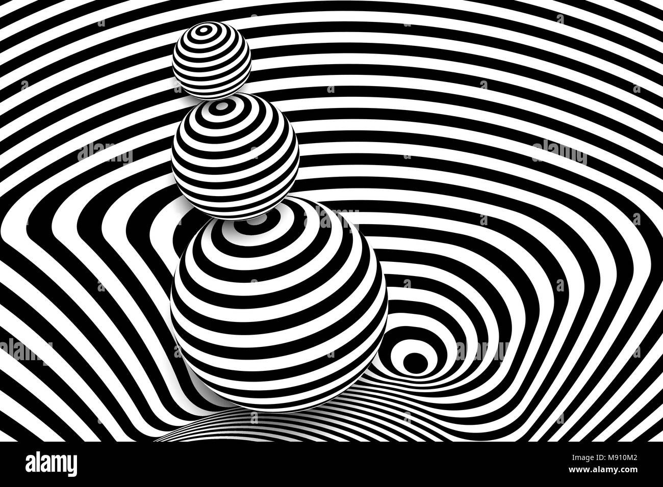 Schwarz Weiss 3d Linie Verzerrung Ball Illusion Stock Vektorgrafik Alamy