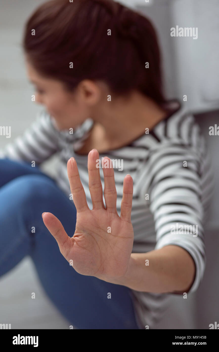 Selektiver Fokus einer weiblichen Palm Stockfoto