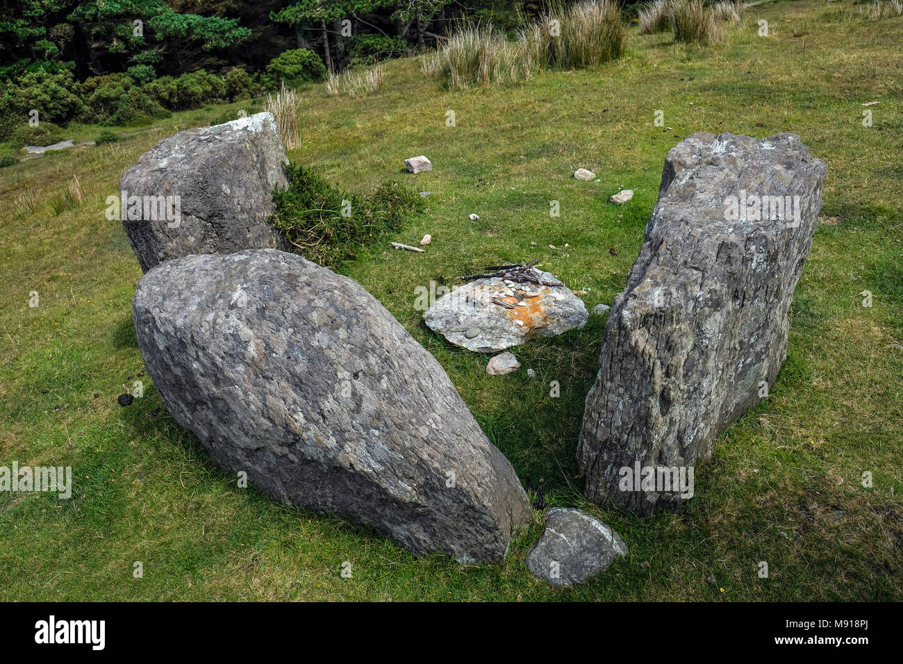 Irland. Ardgroom Stone Circle. Beara Halbinsel. Reste der Rituale von 'Modern Kelten". Stockfoto