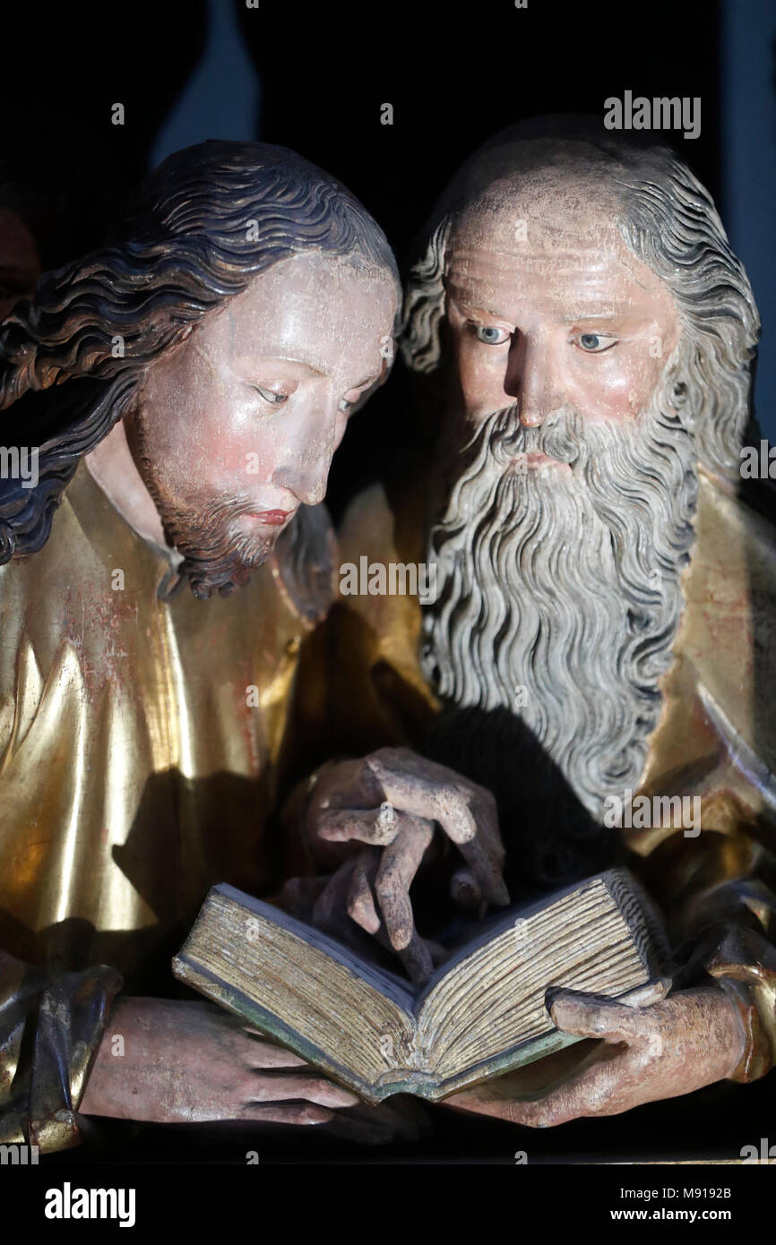 Museum Unterlinden. Der Isenheimer Altar, Nikolaus Hagenauer und Matthias GrŸnewald, 1512 Ð 1516. Die Apostel. Colmar. Frankreich. Stockfoto