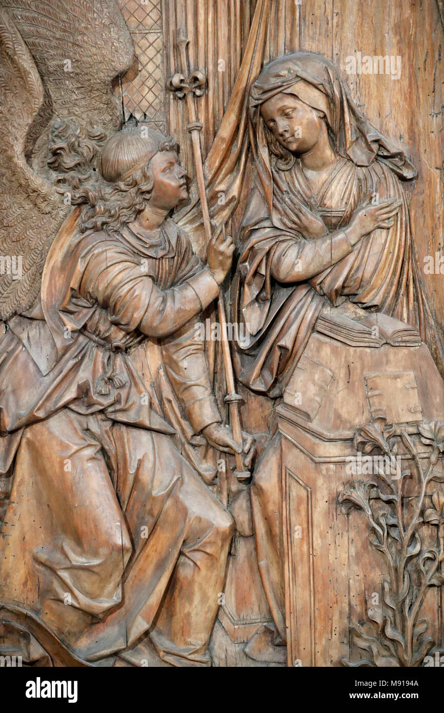 Museum Unterlinden. Die Verkündigung von Velt Wagner. 16. Jahrhundert. Colmar. Frankreich. Stockfoto