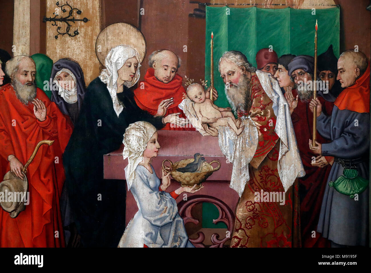 Museum Unterlinden. Darstellung Jesu im Tempel Öl auf Holz. Martin Schongauer. Ende des 15. Jahrhunderts. Colmar. Frankreich. Stockfoto