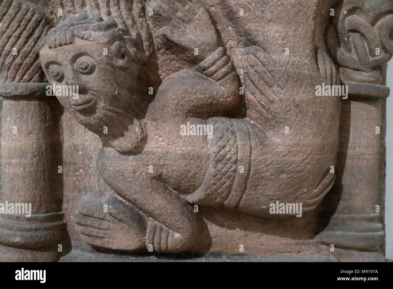 Museum Unterlinden. Triton. Sandstein. 12. Jahrhundert. Colmar. Frankreich. Stockfoto