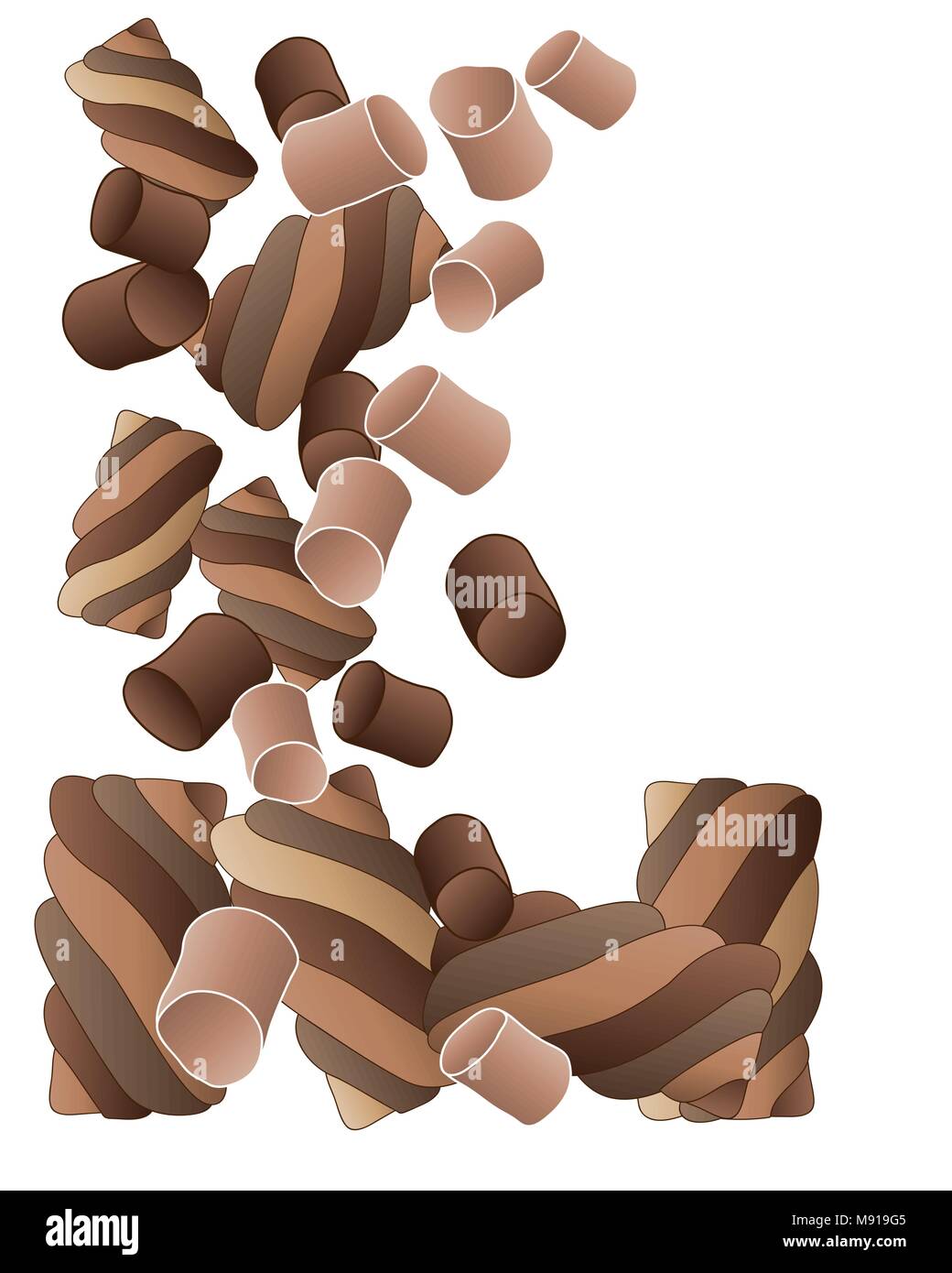 Ein Vektor Abbildung im EPS 10 Format der schokokuss Süßigkeit in glatt und Wendungen tumbling auf weißem Hintergrund Stock Vektor