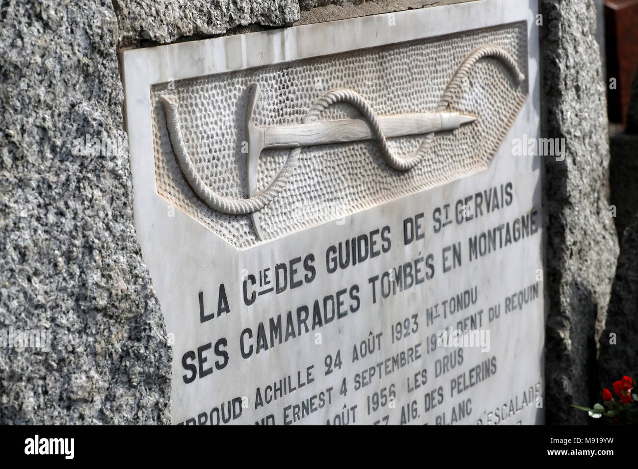 Friedhof. Memorial. Compahnie des Guides de Saint-Gervais. Saint Gervais. Frankreich. Stockfoto