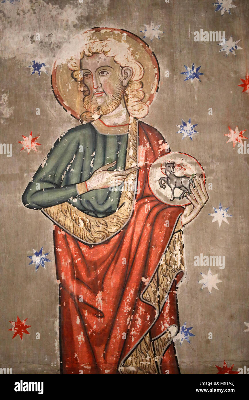 Saint-Pierre-le-Jeune evangelische Kirche. Johannes der Täufer. Fresko. Straßburg. Frankreich. Stockfoto