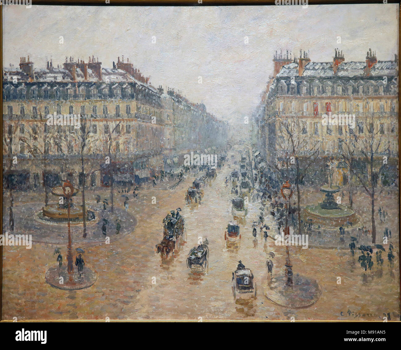 Camille Pissarro, Avenue de l'Opera (Effekt im Schnee, Morgen), Paris, 1898, Öl auf Leinwand. Shchukin Sammlung, Puschkin Museum der Schönen Künste, Moskau. S Stockfoto