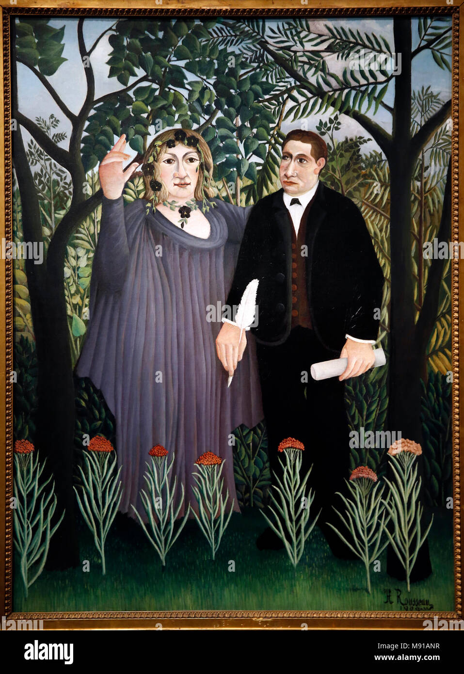 Henri Rousseau (Le Douanier Rousseau), der Dichter und seine Muse (Guillaume Apollinaire & Marie Laurencin), Paris, 1909, Öl auf Leinwand. Shchukin Collectio Stockfoto