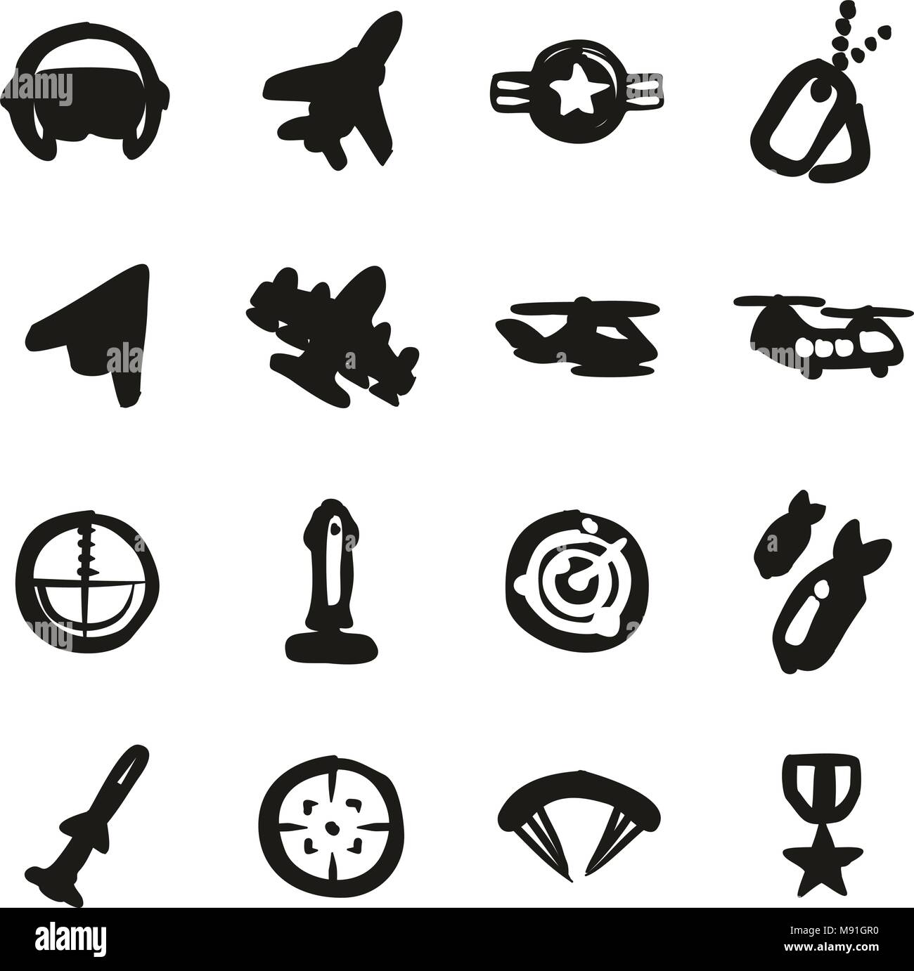 Air Force Symbole Freehand füllen Stock Vektor