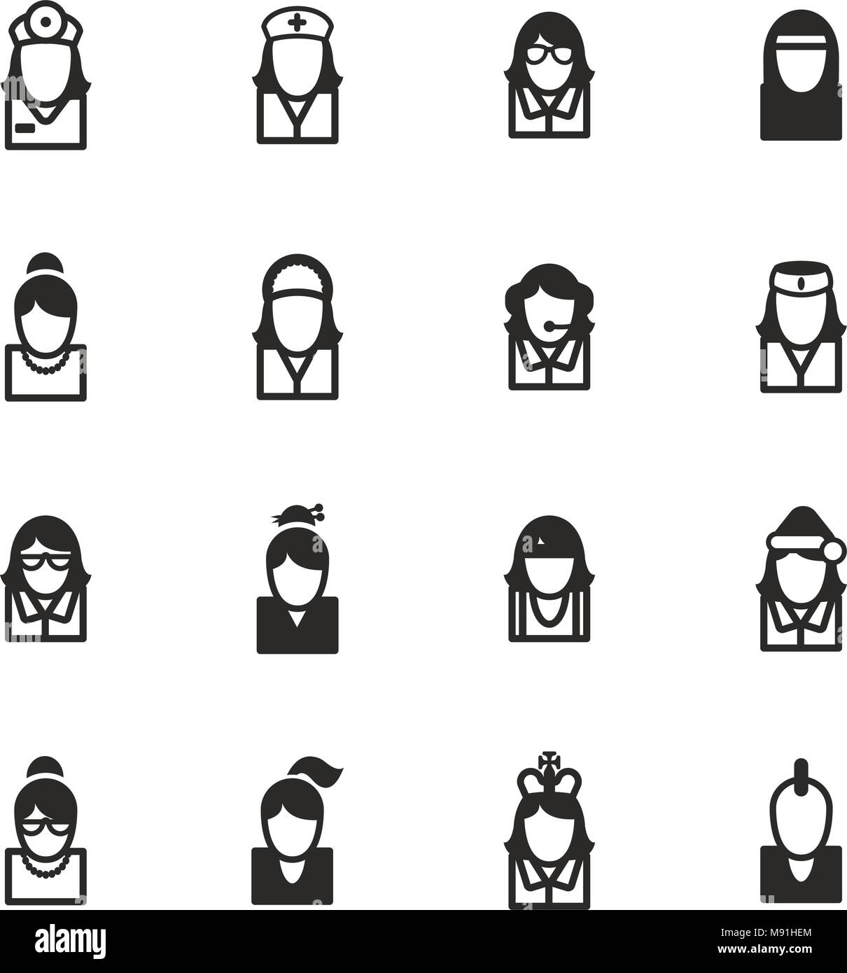 Avatar und Profilbild Icons Set 5 dünne Linie Vektor Abbildung Stock Vektor